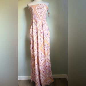 Floral Strapless Jumpsuit - purple‎ orange  boho cottagecore Y2K Flowy xl fall